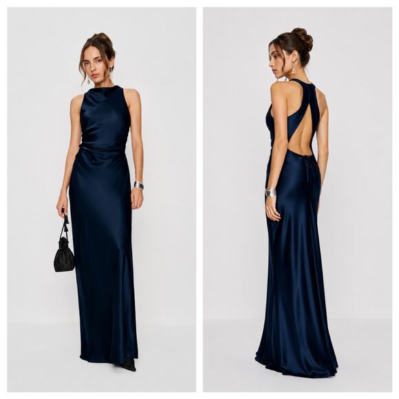 Reformation Dresses & Skirts - Reformation Anaiis Silk Maxi Dress Navy US4